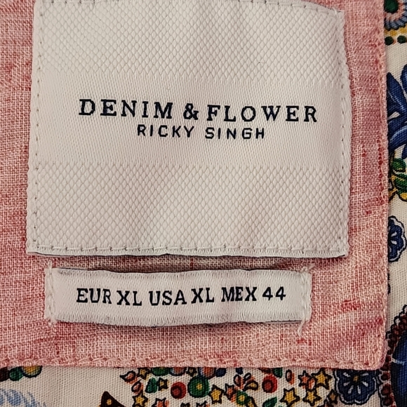 Denim & Flower Ricky Singh Button Down Shirt Men's Large Light Pink Cotton Blend - Picture 7 of 10